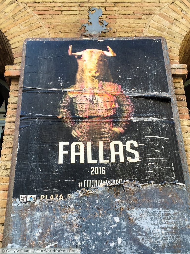 A poster advertising a Bullfight at the Plaza de Toros de Valencia, Spain