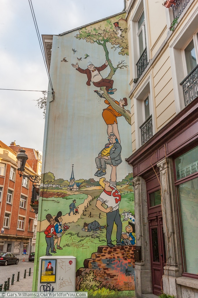 Comic-strip street art, Brussels, Belgium