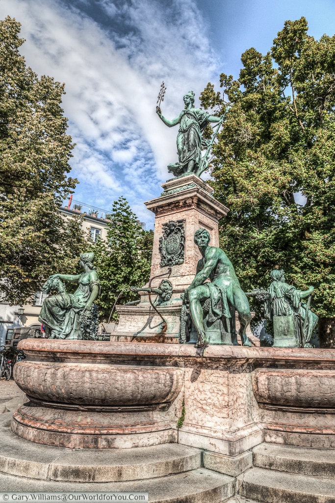 The Lindavia Fountain (Lindaviabrunnen) in Lindau Island on Lake Constance, (Bodensee,) Germany