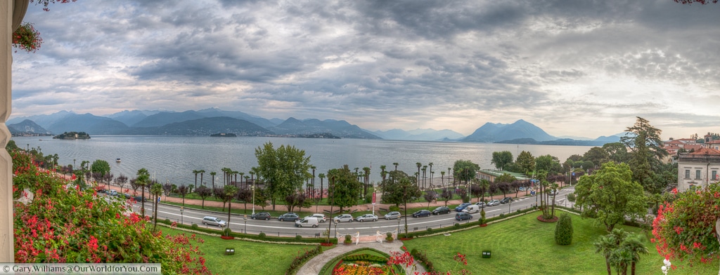 The view from Regina Palace Hotel, Stresa, of Lake Maggorie, Italy