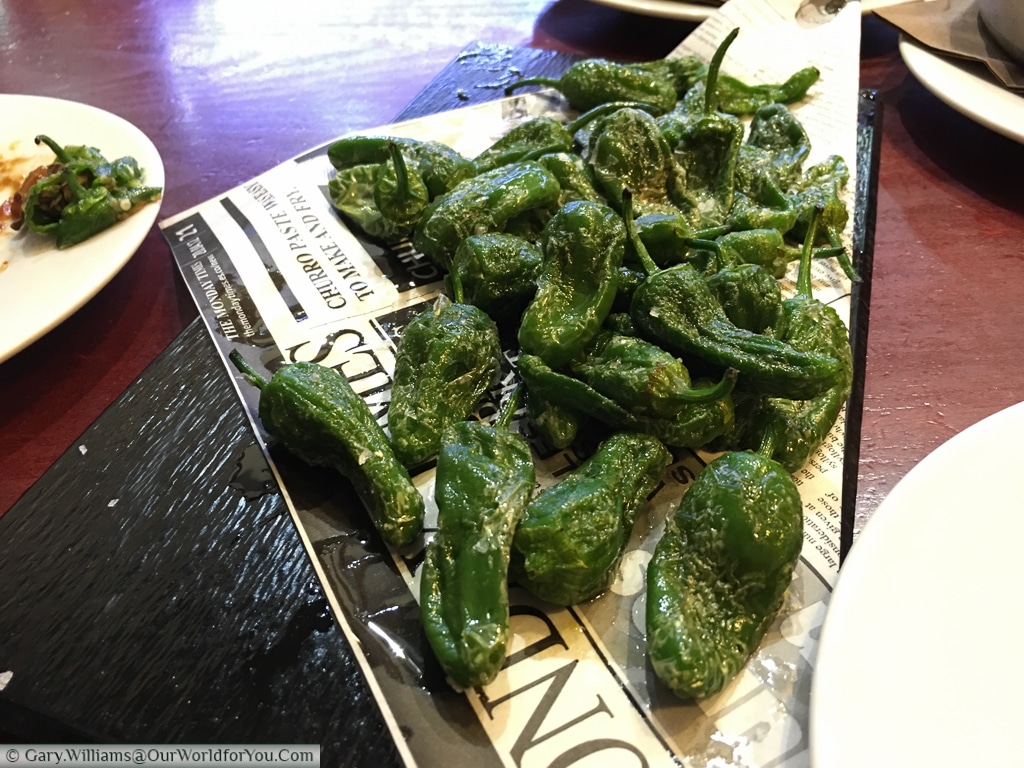 Padrón peppers at Turrones Ramos, Valencia, Spain