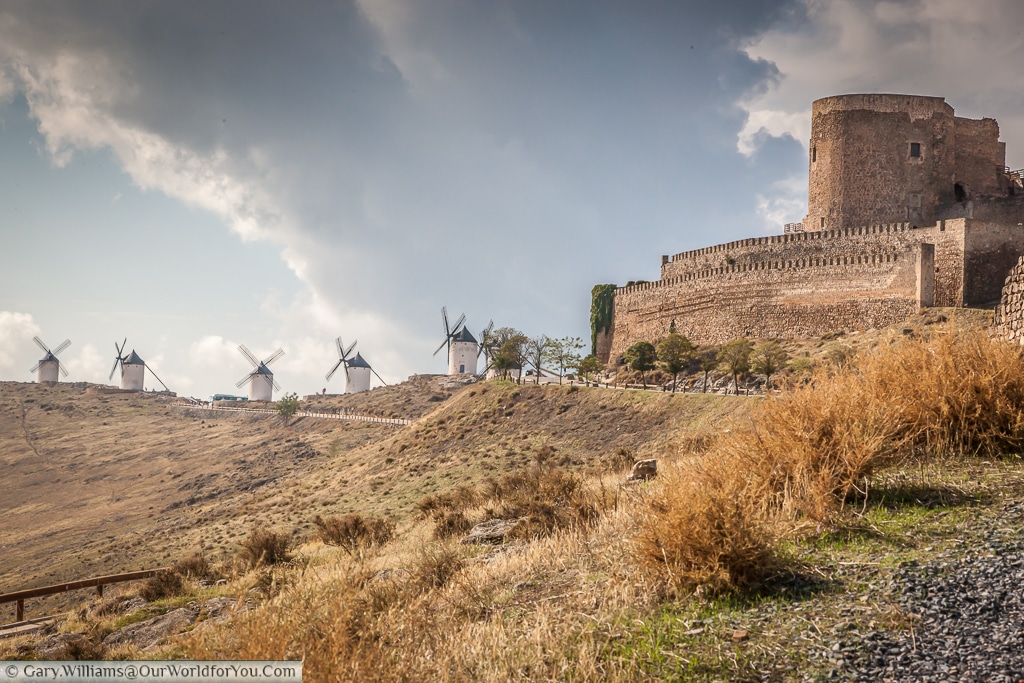 The Castle & five windmills, Consuegra, La Mancha, Spain