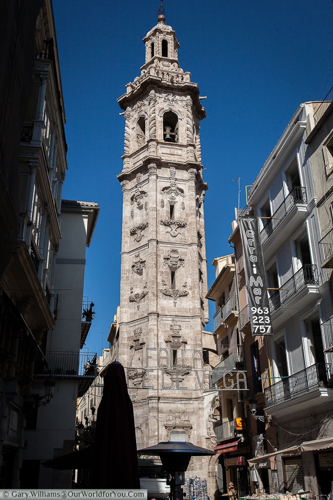 The bell tower of Iglesia de Santa Catalina, Valencia, Spain