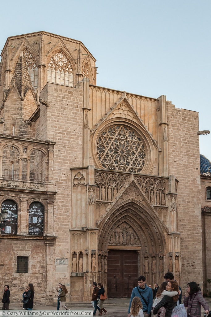 The gothic entrance to the Cathedral in Valencia, Spain
