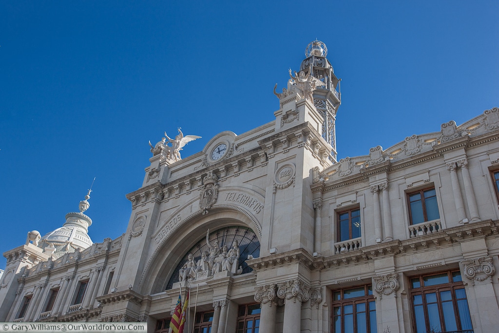 The old Central Post Office just off Plaza del Ayuntamiento, Valencia, Spain