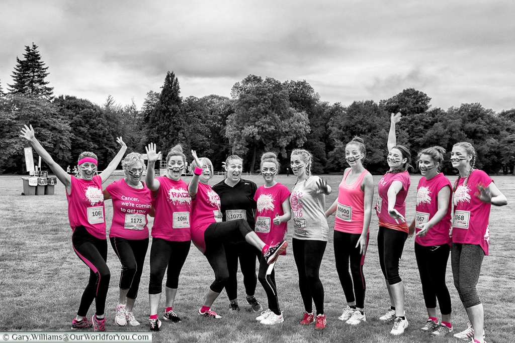 The Risca Cuckoos ready for the Pretty Muddy Cancer Research event, Cardiff, UK