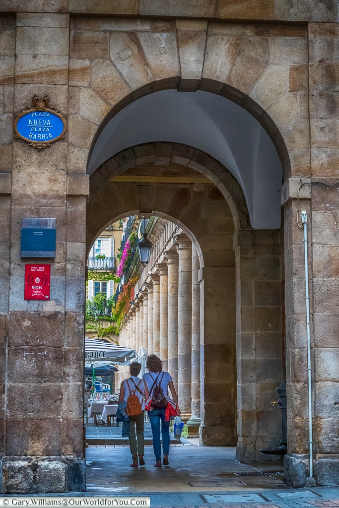 An arch leading to Plaza Nueva, Bilbao, Spain