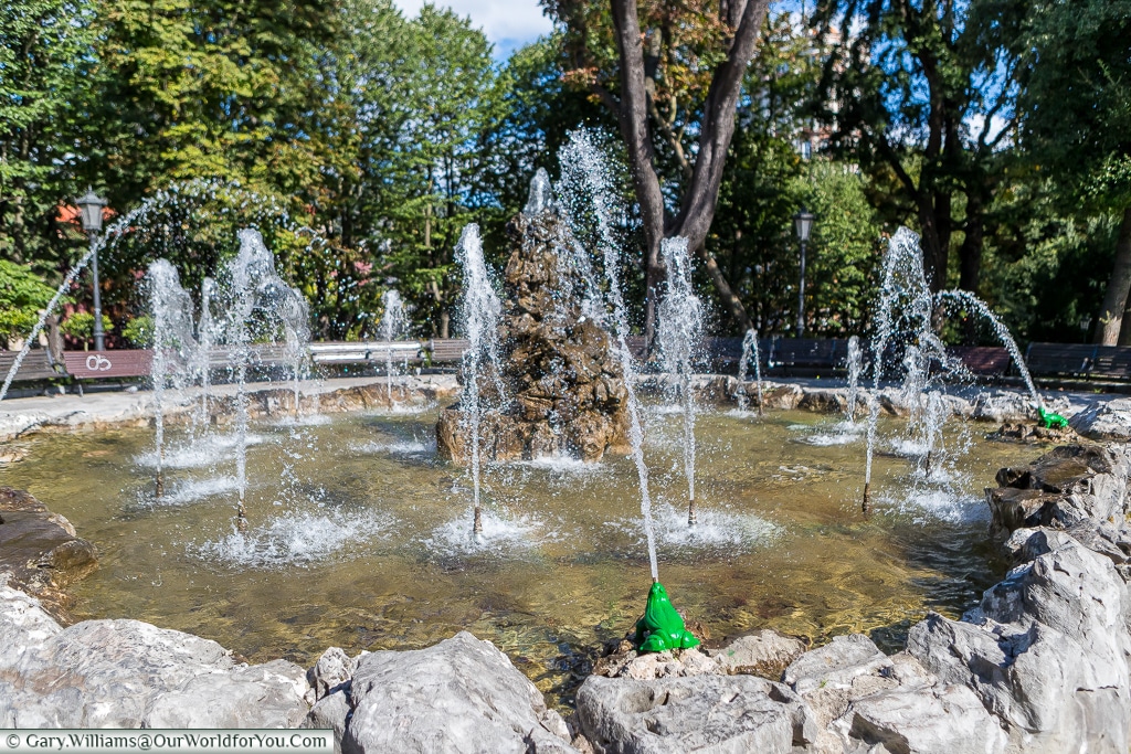The green frog fountain, Oviedo, Spain