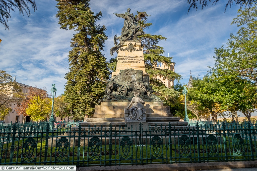The monument in the Plaza la Reina Victoria Eugenia, Alcázar, Spain