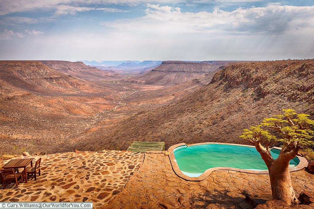 The view from Grootberg lodge along the Klip pass, Grootberg, Damaraland, Namibia