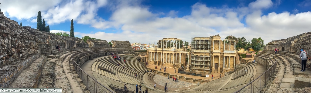 A panoramic view of the Roman theatre, Mérida, Spain