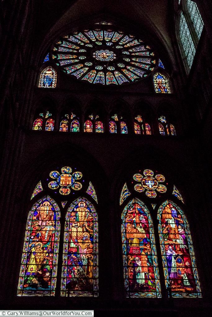 A stained glass window in Saint Etienne Cathedral, Châlons-en-Champagne, France