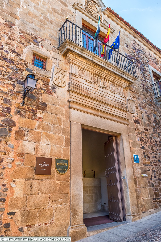 The entrance to the Parador, Cáceres, Spain