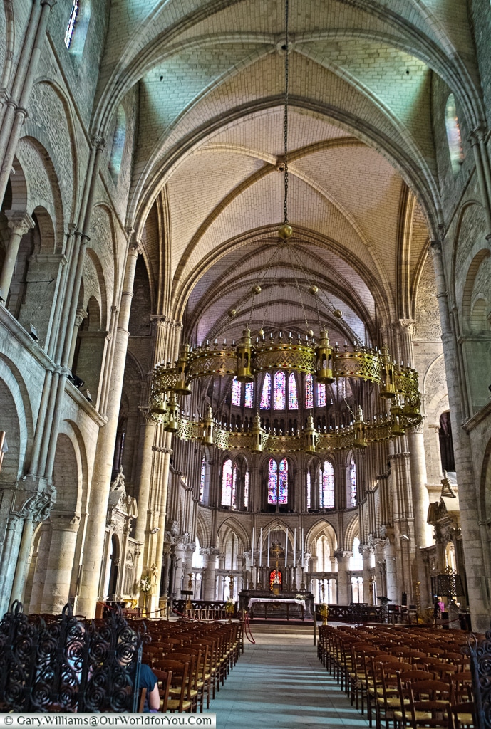 The nave of Basilique Saint-Remi, Reims, Champagne Region, France