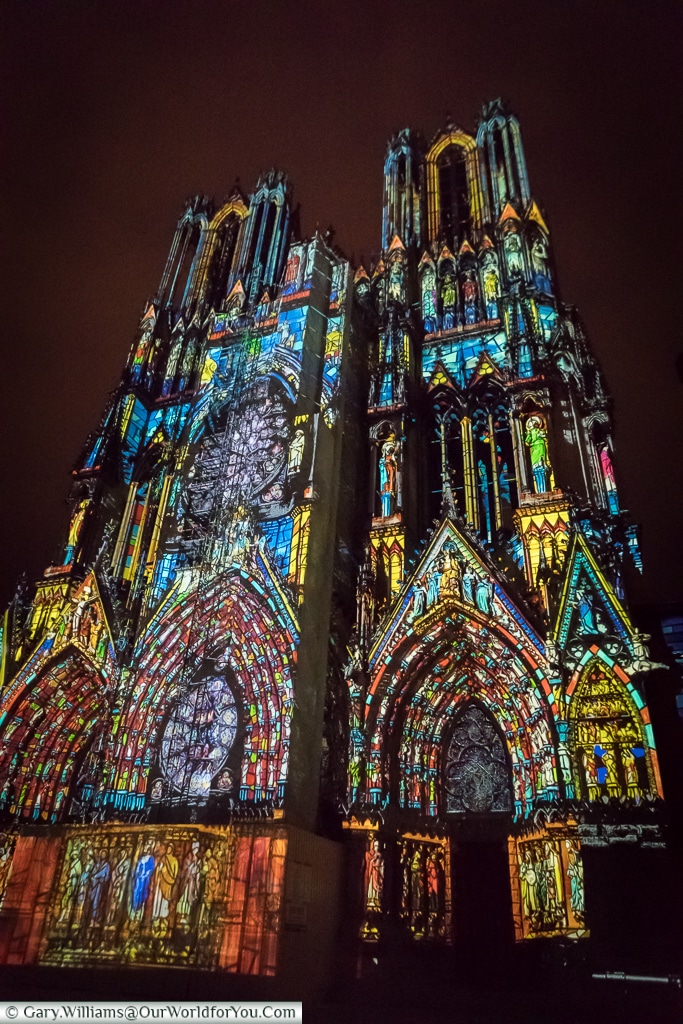 The story of the Cathedral in lights, Reims, Champagne Region, France