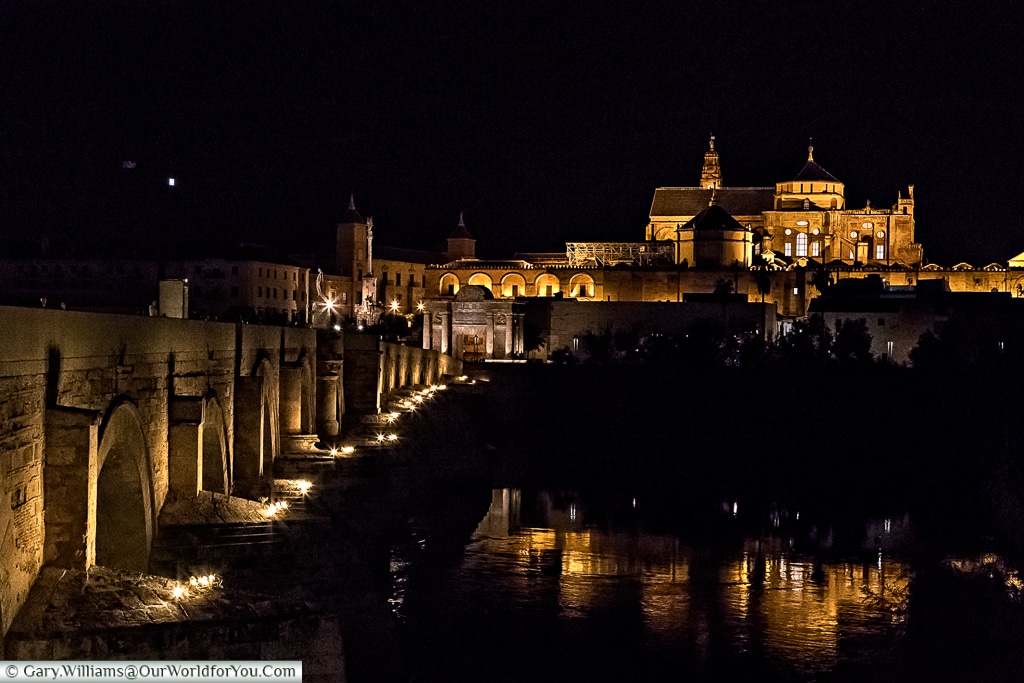 The Roman bridge of Córdoba with the Mosque–Cathedral in the background, Spain