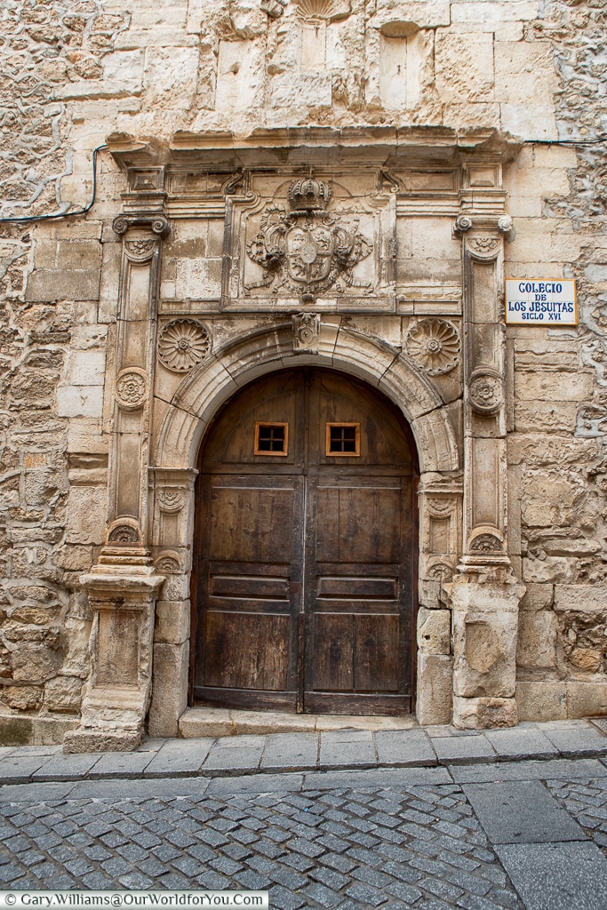 The door to the colegio de los Jesuitas, Cuenca, Spain