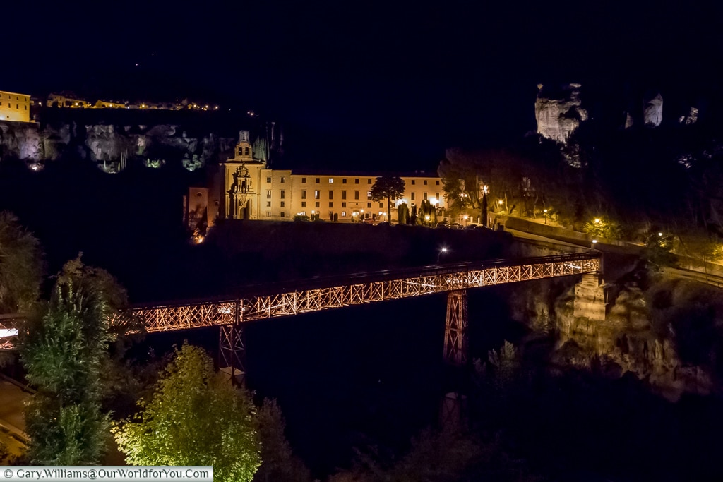 The parador and the bridge at night, Cuenca, Spain