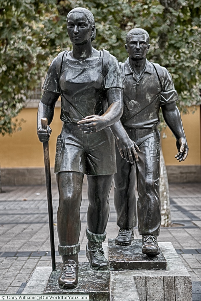 Camino de Santiago hiking statue, Logroño, Spain