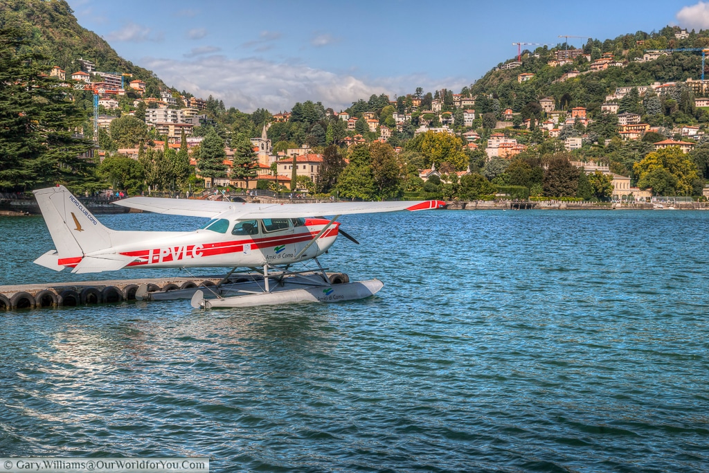 A seaplane, providing a unique view of Lake Como, Lombardy, Italy