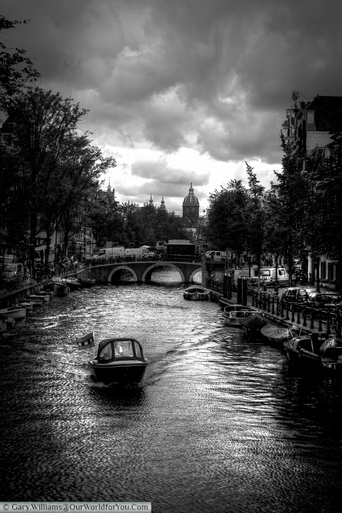 Canal leading to the Church of Saint Nicholas, Amsterdam, The Netherlands