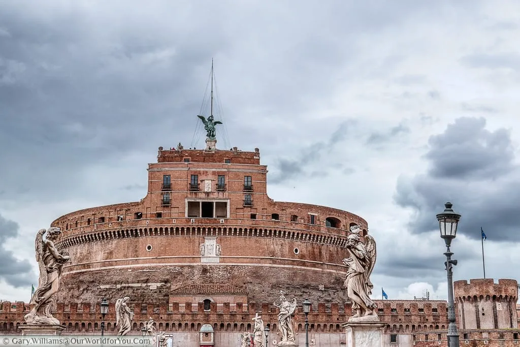 The view of the Castel Sant'Angelo from the Ponte Sant'Angelo, Rome, Italy