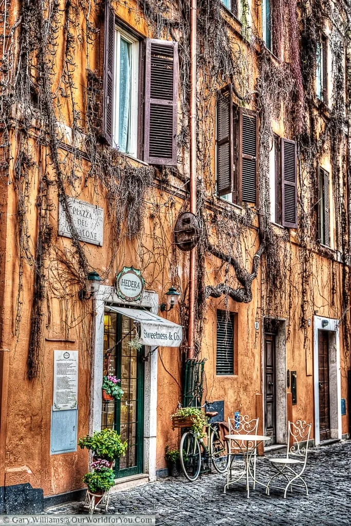 A charming scene just off the Borgo Pio in Piazza del Catalone, Rome, Italy