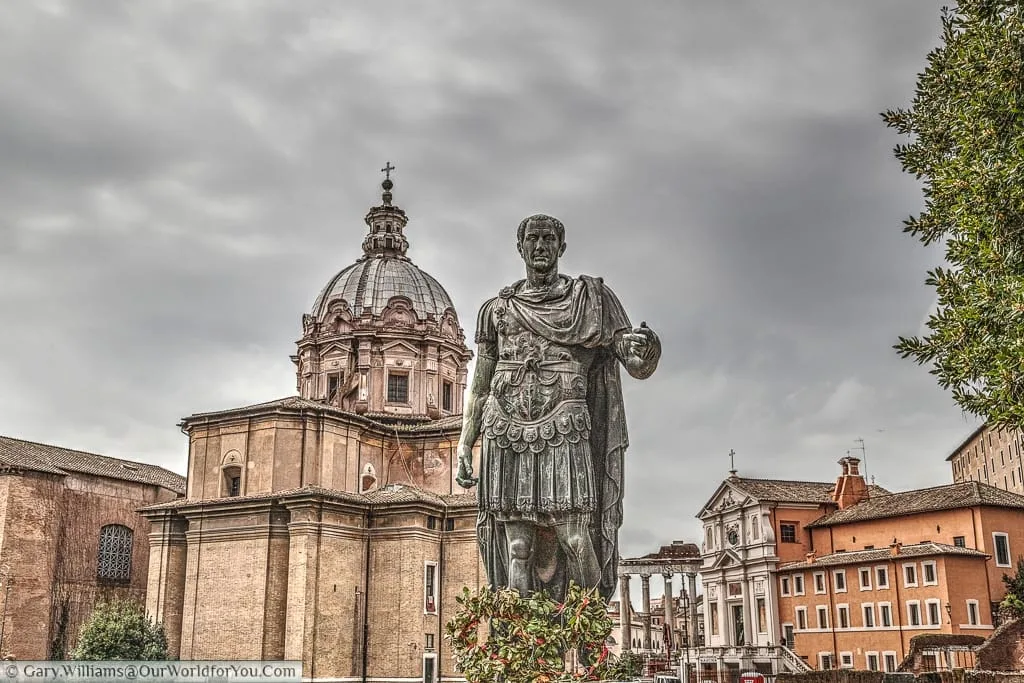 Julias Caesar and Chiesa dei Santi Luca e Martina, Rome, Italy