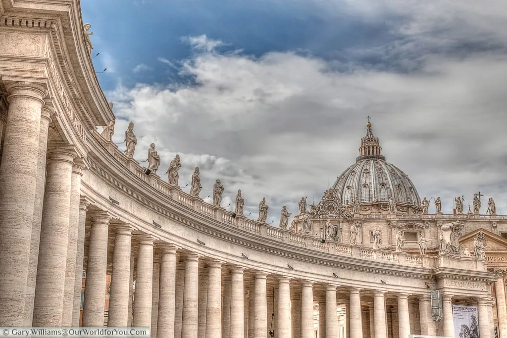 One of the colonnades in St Peter's square, Rome, Italy