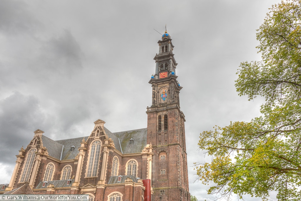 The Westerkerk reformist church, on the edge of the Prinsengracht (Prince's Canal), Amsterdam, The Netherlands