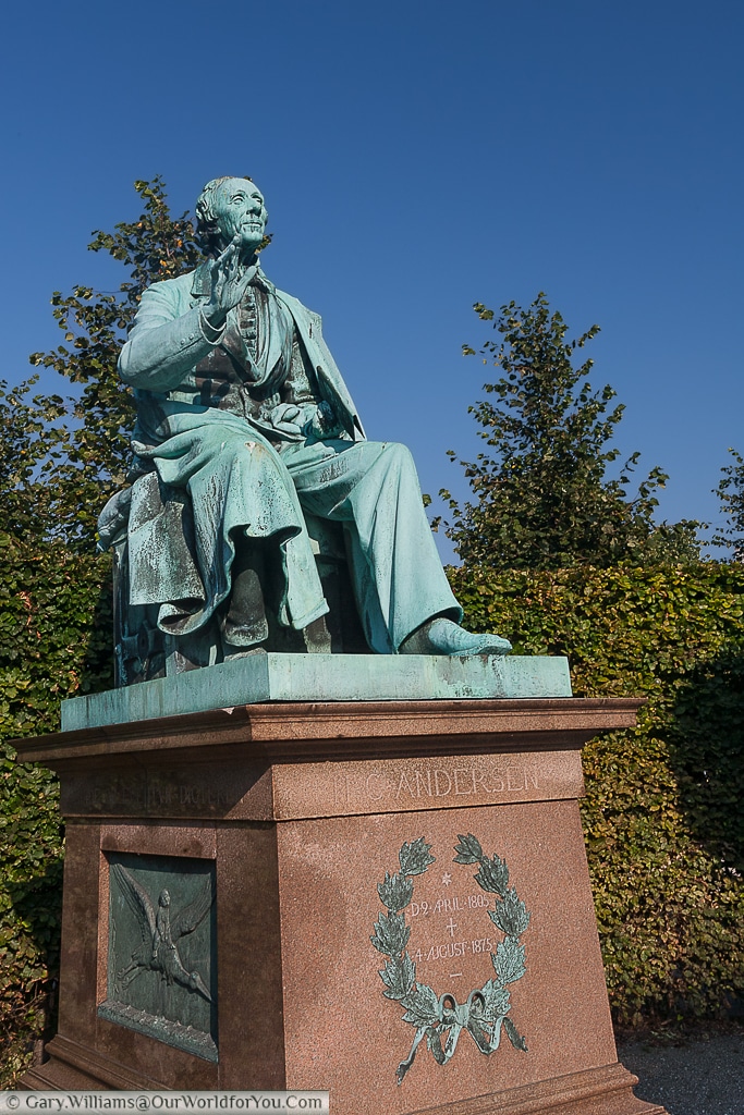 The statue to Hans Christian Andersen in Copenhagen, Denmark