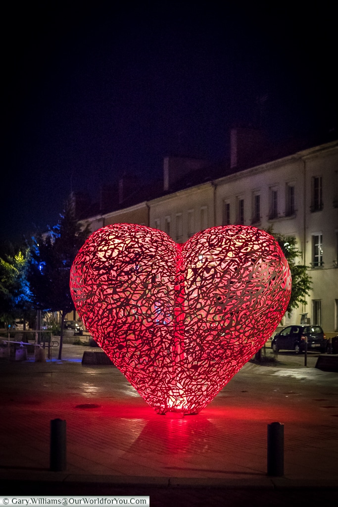 The heart at night, Troyes, Champagne, Grand Est, France