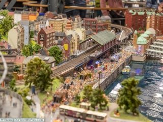 A party on the harbour front, Miniatur Wunderland, Hamburg, Germ