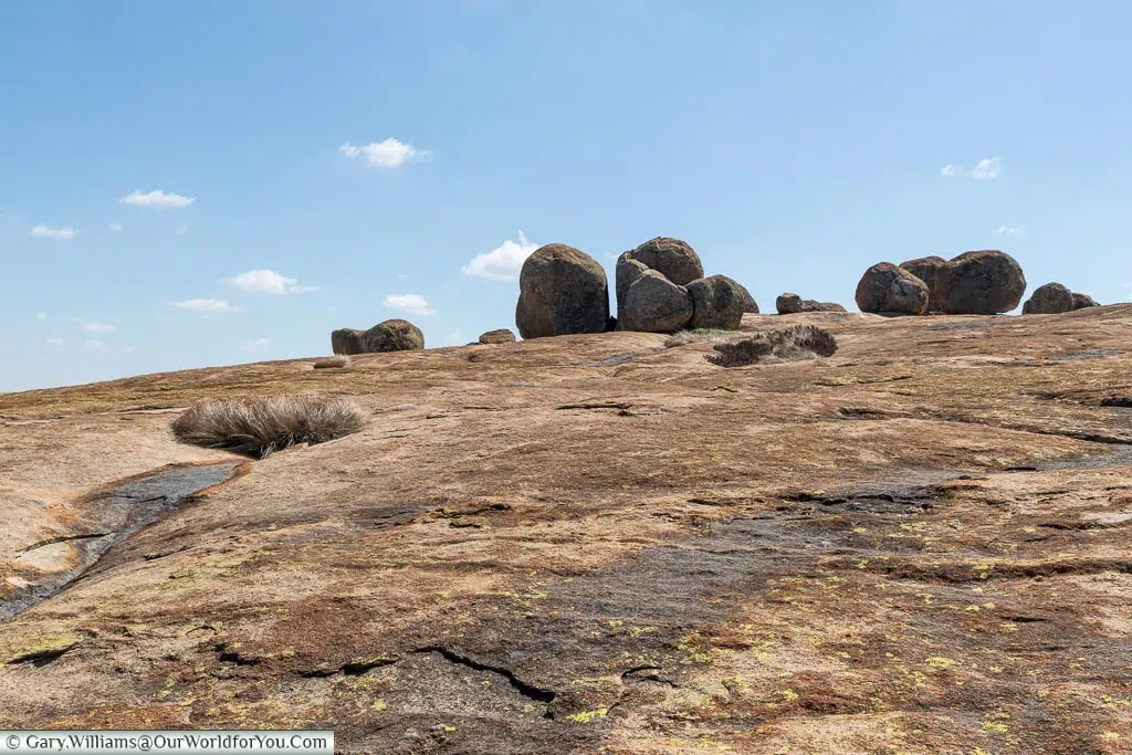 Looking up a collection of boulders at World's View