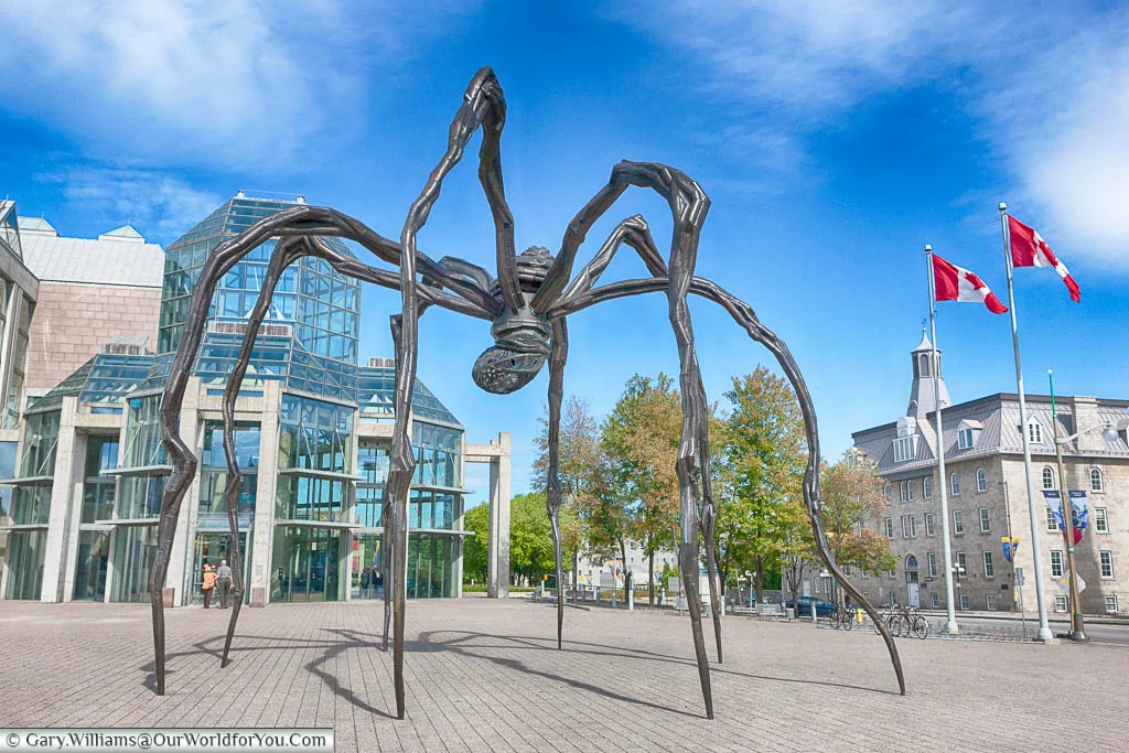 One of Louise Bourgeois's Maman Sculptures of a giant spider outside the National Gallery of Canada in Ottawa, Canada