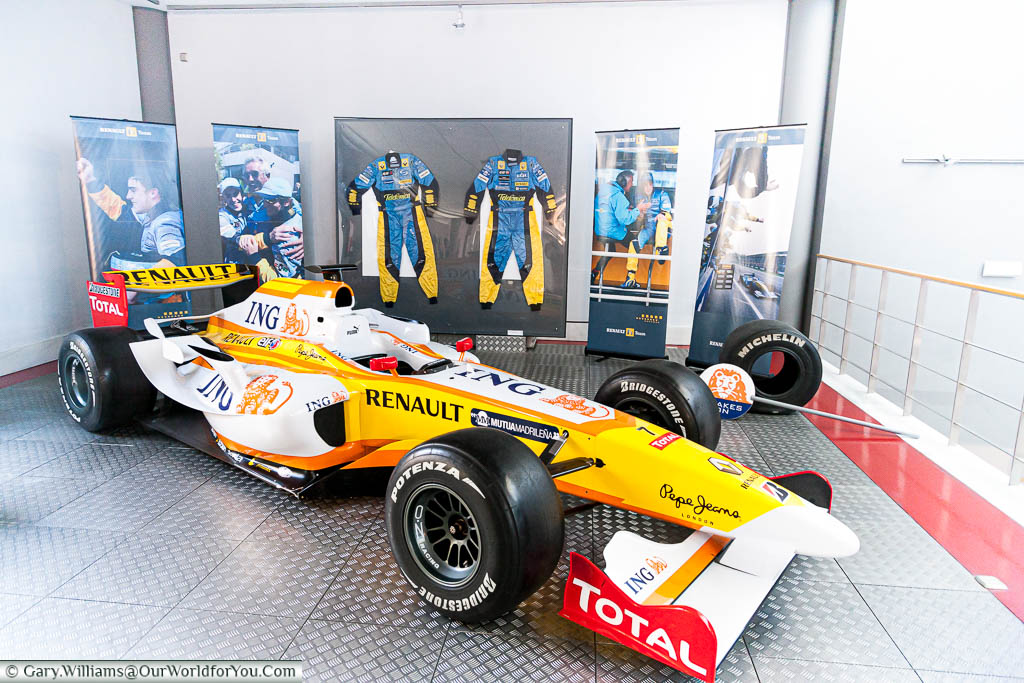 A Renault Formula 1, as driven by Spanish hero Fernando Alonso, on display in the Museum of Automotive History in Salamanca Spain