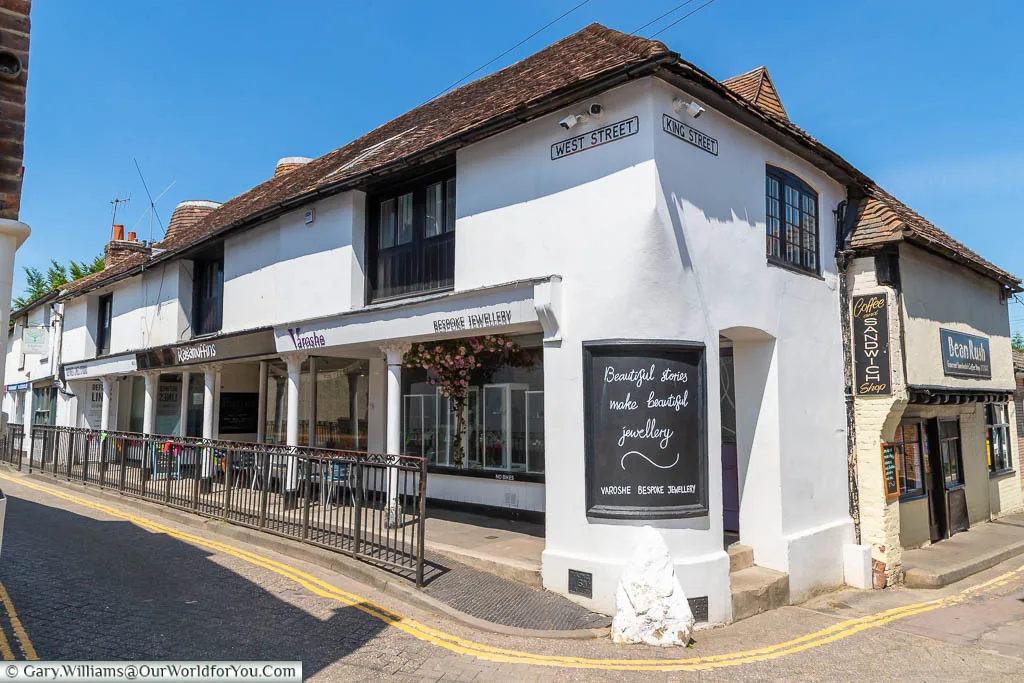 A parade of unique shops on the corner of King St & West St in West Malling