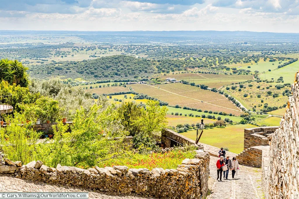 A view across the Alentejo countryside from the hillside town of Monsaraz, Portugal