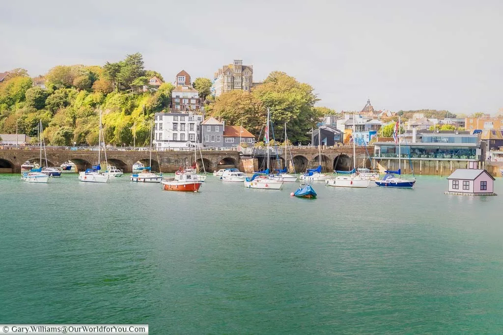 A Harborview of Folkestone looking towards the Old Town in the distance.