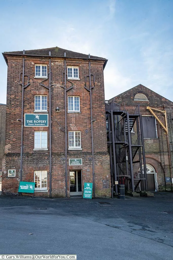 The exterior of the brick-built Ropery at Chatham Dockyard