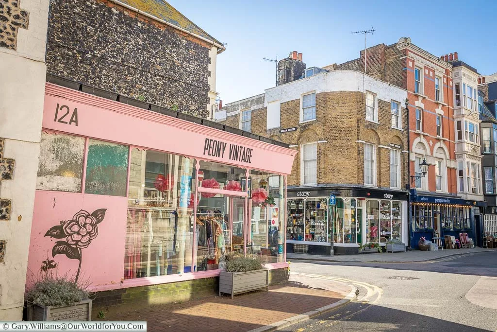 Boutique shops in the centre of Margate's now trendy old town