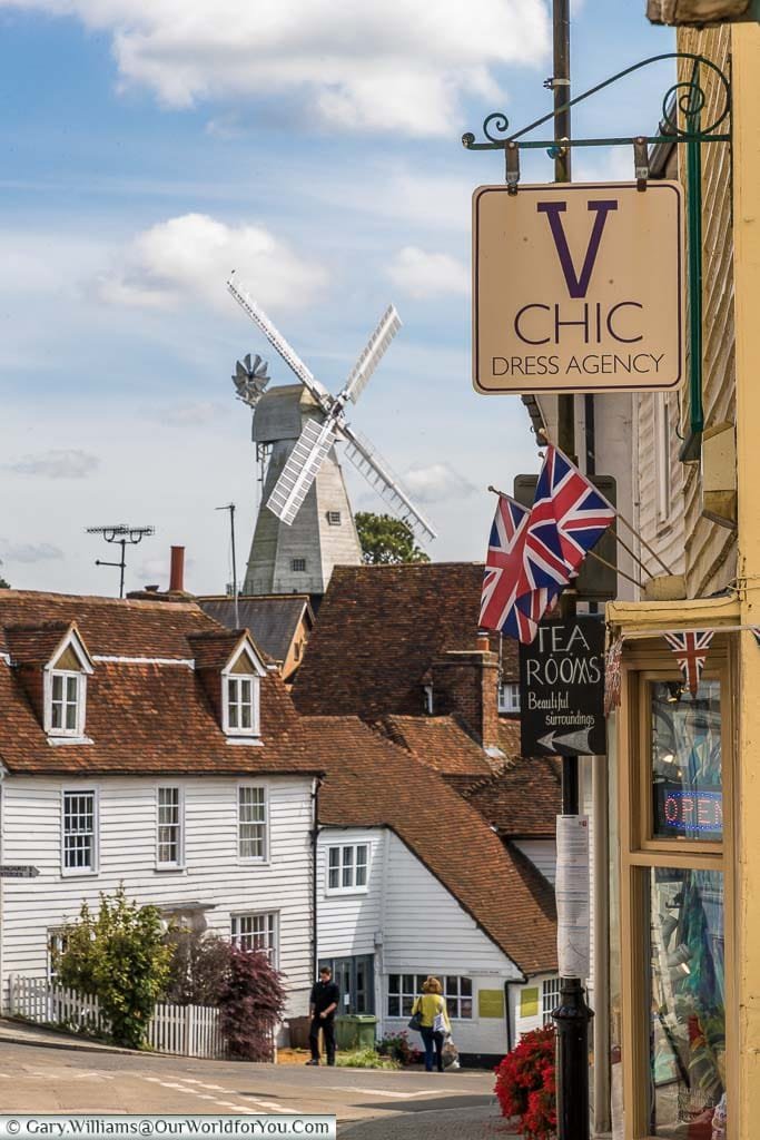 Looking along the top end of the High Street where a selection of independent stores find home in the half-timbered historic buildings of Cranbrook.