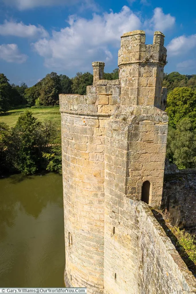 The view of the southwest tower from the Postern Tower of Bodiam Castle