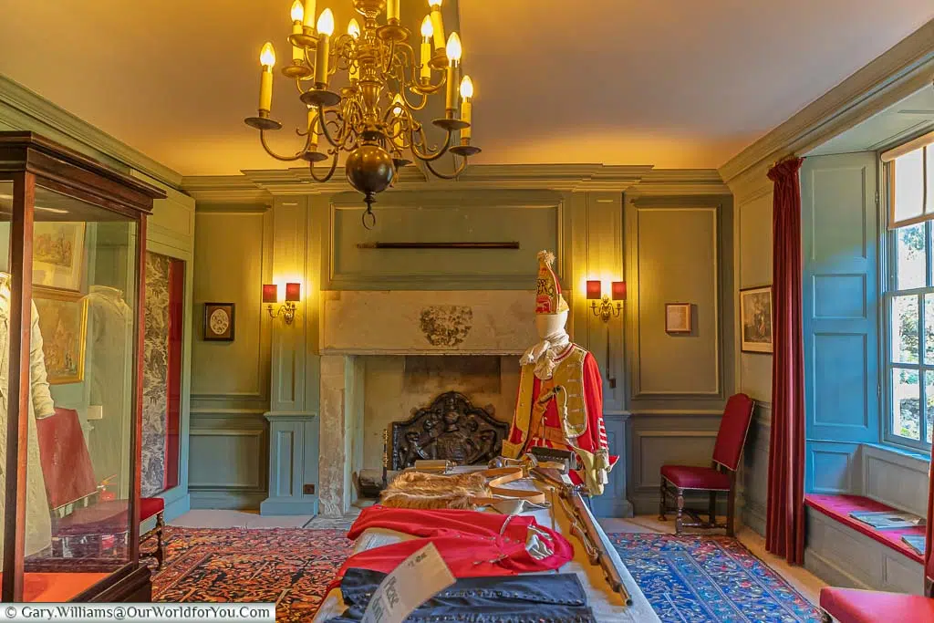 An exhibits room inside Quebec House with items of memorabilia and military paraphernalia