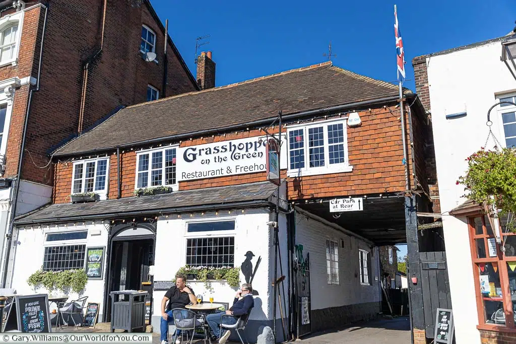 The historic Grasshopper on the Green pub on the edge of Westerham Green in Westerham, Kent