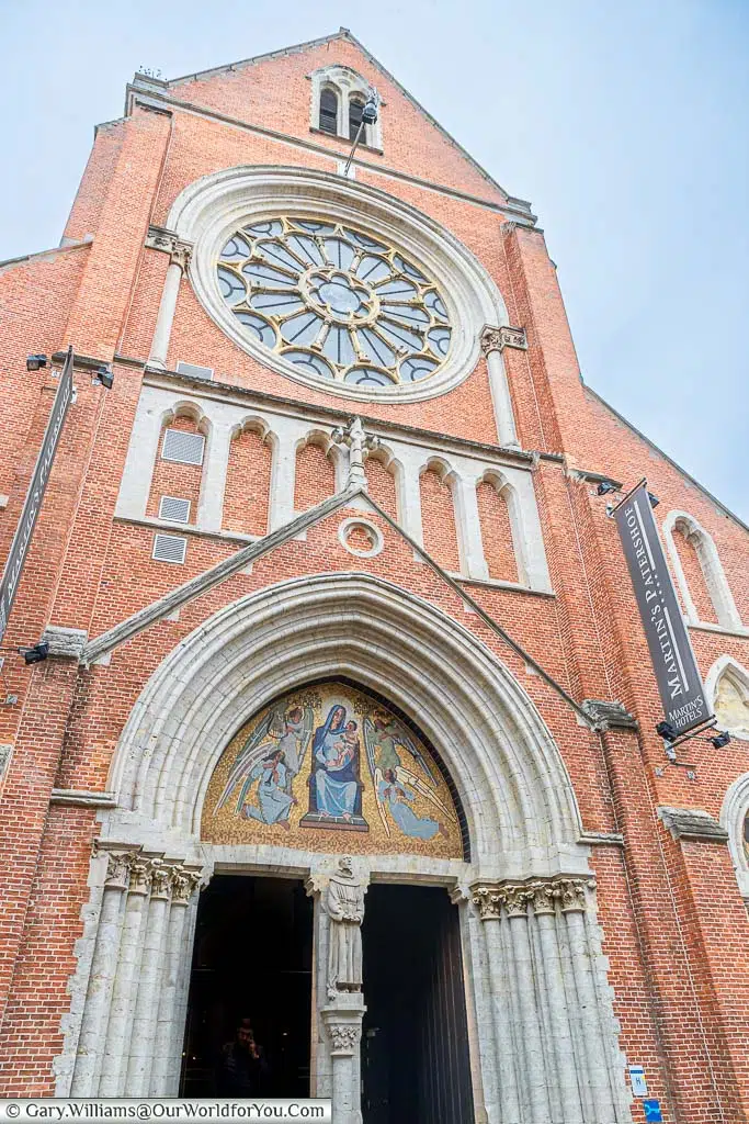 The entrance to the former church at Hotel Martin’s Patershof in Mechelen.