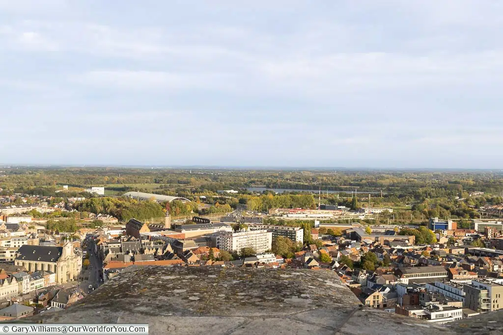 The view from the Skywalk on the top of St Rumbold’s Tower in Mechelen, belgium.