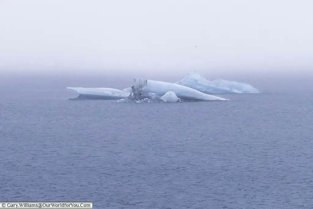 Several small icebergs in the glacier in the Jökulsárlón glacial lagoon, Iceland