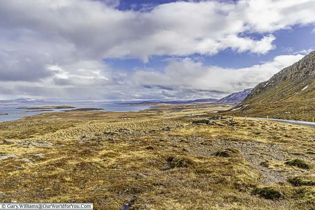 The open landscape of western iceland alongside route 54