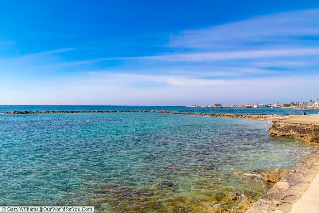 The crystal clear waters of a bay along the coastal path just outside paphos on our winter break with jet2 holidays
